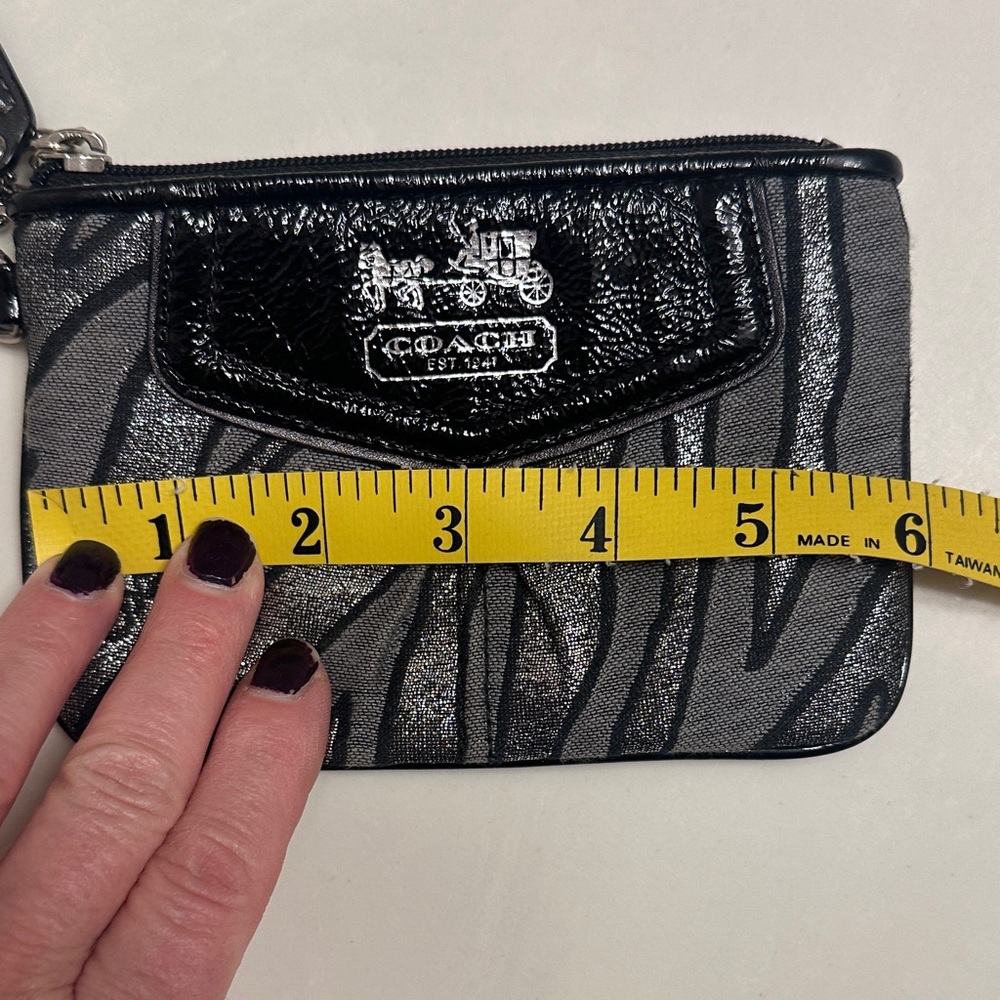 Coach Black and Silver Zebra Pattern Wristlet - Picture 6 of 7
